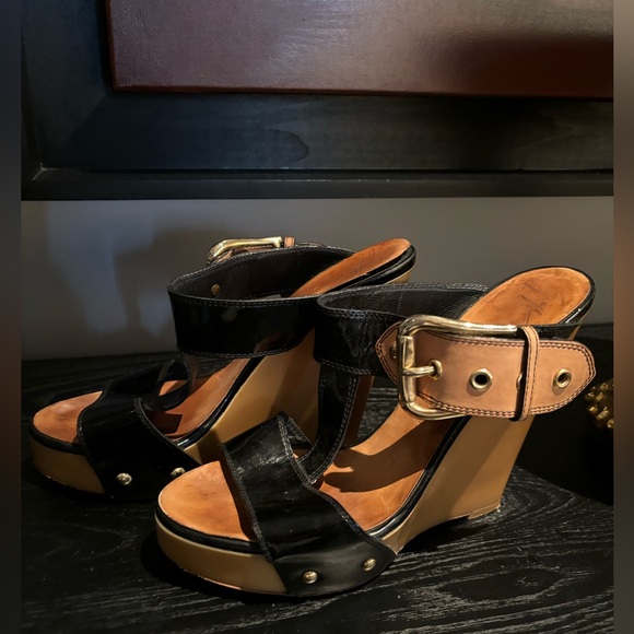 Giuseppe Zanotti Black Leather Wedge - Picture 1 of 9